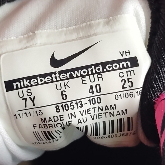 Nike White Roshe Running Shoes Sneakers Lace Up breathable Sz 7Y Youth Girls 7 - Picture 9 of 9